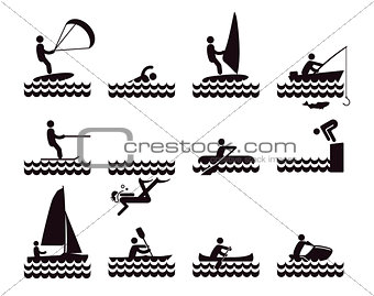 Wassersport Icons Illustration