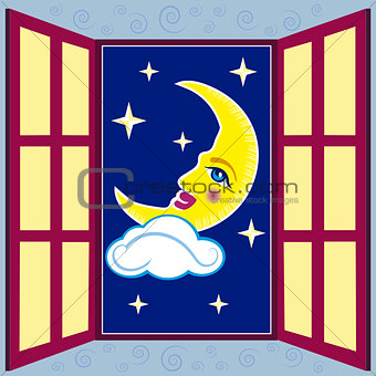window with moon