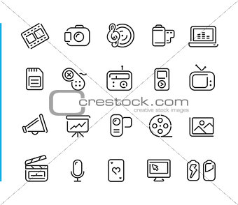 Multimedia Icon Set // Blue Line Series
