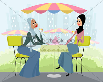 Arab women in cafe