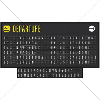 Airport or railroad realistic scoreboard with flip symbols - dep