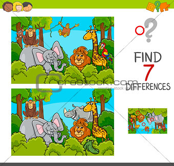 spot the differences game with wild animals