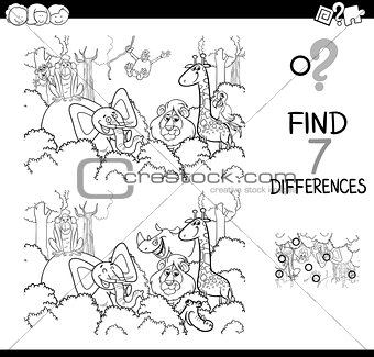 find the difference with animals coloring book