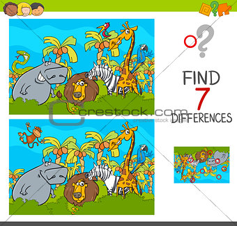 spot the differences game with safari animals