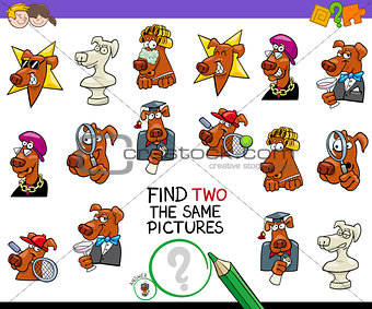 find two the same pictures game with dogs