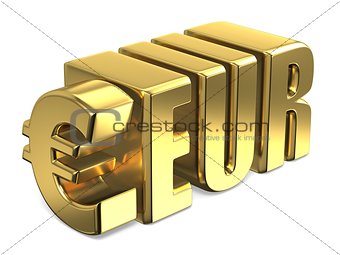 Euro EUR golden currency sign 3D