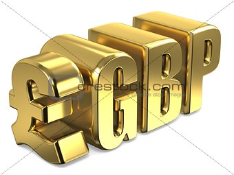Pound sterling GBP golden currency sign 3D