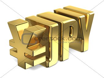 Japanese yen JPY golden currency sign 3D