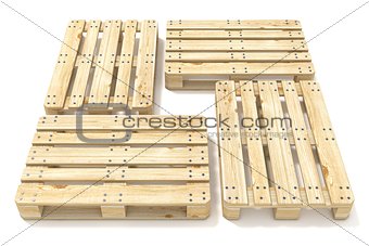 Wooden Euro pallets. Side view. 3D