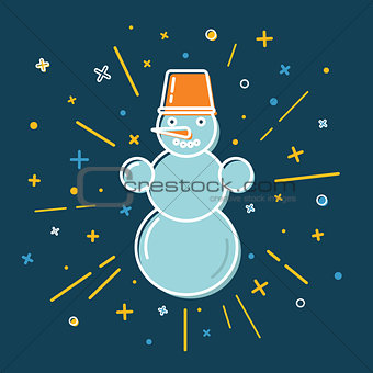 Colored snowman icon in thin line style