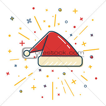 Colored Santa hat icon in thin line style.