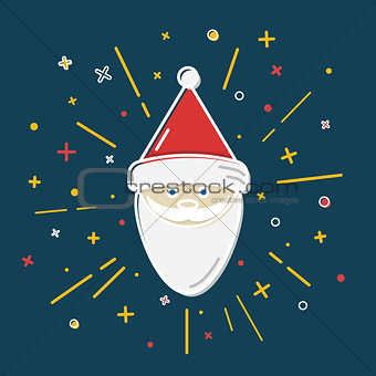 Colored Santa Claus icon in thin line style.