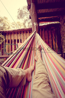 Relaxing in hammock