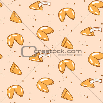 Fortune cookie seamless vector pattern.