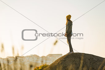 Woman over the cliff