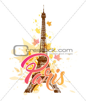 Eiffel tower and falling leaves