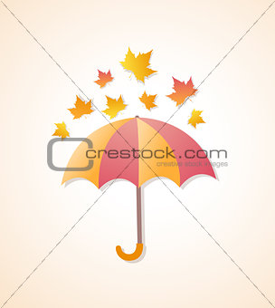 Umbrella and autumn leaves