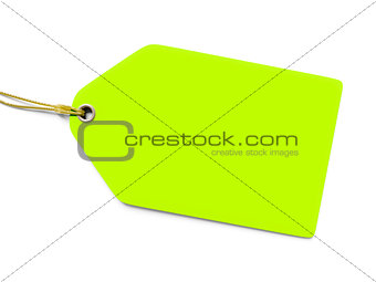 a typical green price tag isolated on white background