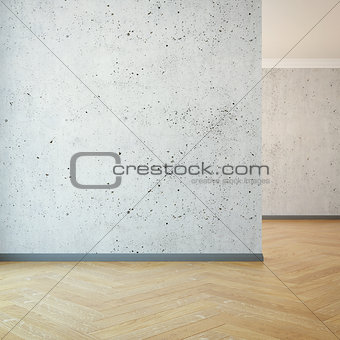 empty room with clear wall, 3d rendering