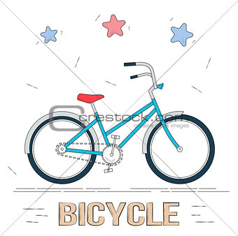 Bike in cartoon style. Trendy style for graphic design, Web site, social media, user interface, mobile app.