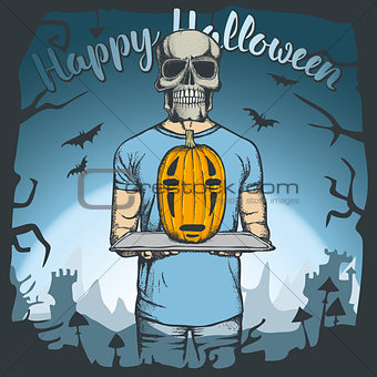 Vector illustration of Halloween skull concept