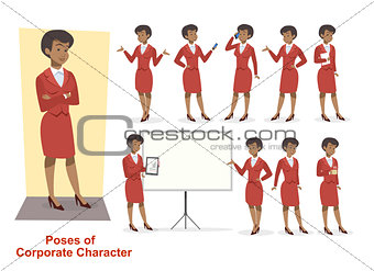 Set of businesswoman character in office working model - Illustration