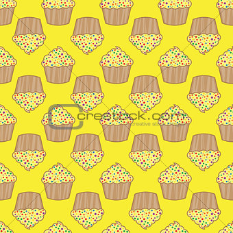 Orange lemon cream cake seamless pattern