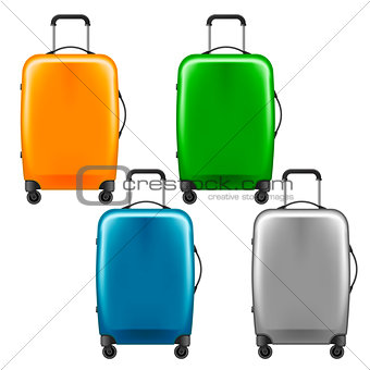 Modern plastic wheeled suitcase - set of baggage 