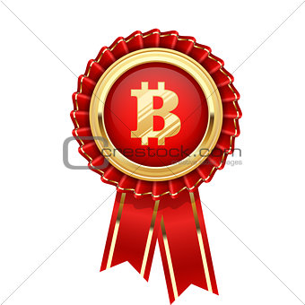 Rosette with bitcoin symbol - cryptocurrency icon