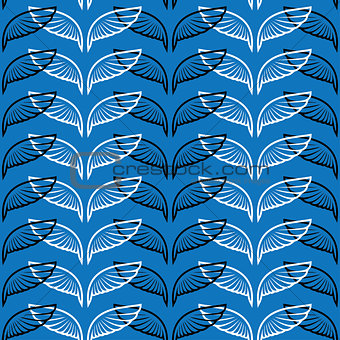 Angel wings blue sketch pattern