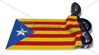 clef symbol symbol and flag of catalonia - 3d rendering