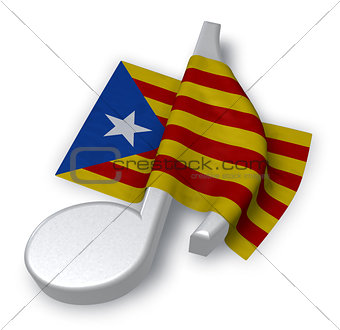 music note symbol symbol and flag of catalonia - 3d rendering