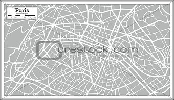 Paris Map in Retro Style. Hand Drawn.