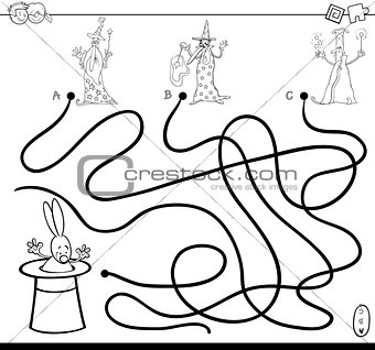 paths maze with wizards coloring book