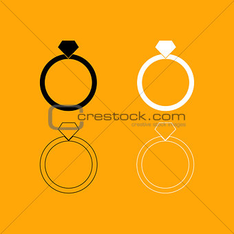 Ring set black and white icon .