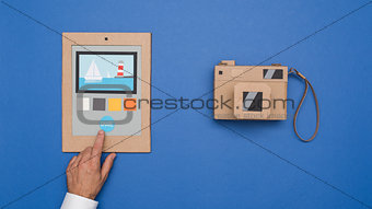 Photo editing on a cardboard tablet