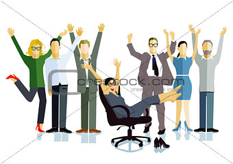 Business people celebrating a victory, business success, illustration