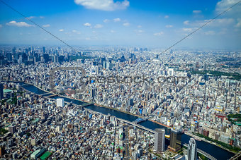 Tokyo city skyline aerial view, Japan