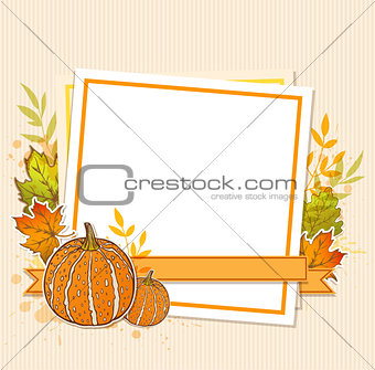 Autumn frame with pumpkins