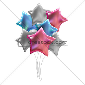 Group of Colour Glossy Helium Balloons Isolated on White Background. Vector Illustration