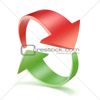 Red and green arrows circle 3D