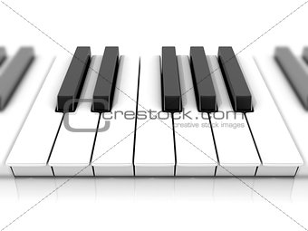 Set of piano keys. One octave. 3D
