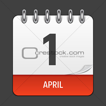 April 1 Calendar Daily Icon. Vector Illustration Emblem. Element of Design for Decoration Office Documents and Applications. Logo of Day, Date, Month and Holiday. Fool s Day
