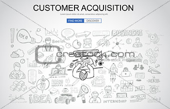 Customer Acquisition concept with Business Doodle design style: 