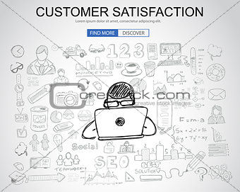 Customer Satisfaction concept with Business Doodle design style: