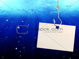 Underwater scene with fishing hook