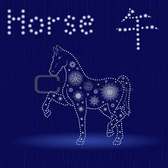 Chinese Zodiac Sign Horse in blue winter motif