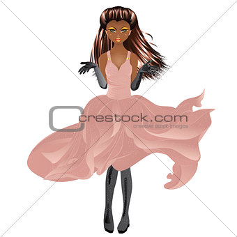 Afro American Girl in Dress
