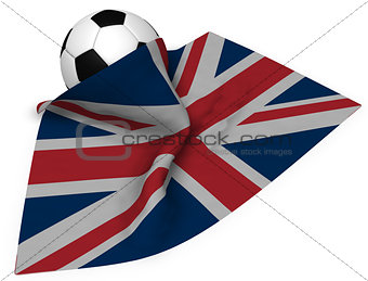 soccer ball and flag of the uk - 3d rendering