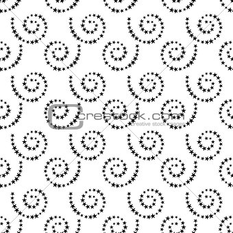 Seamless black and white background from spirals, vector illustration.
